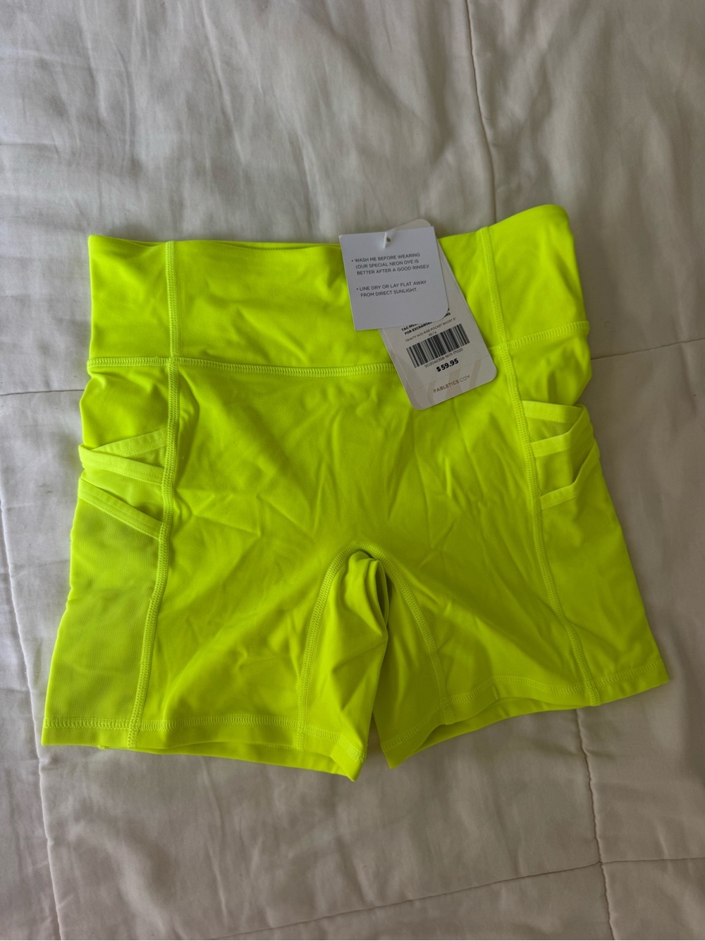 Fabletics Neon Yellow High-Waist Bike Shorts